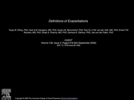 Definitions of Exacerbations