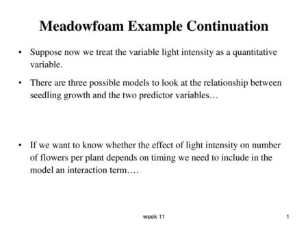 Meadowfoam Example Continuation