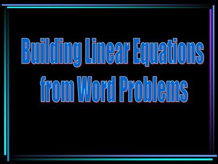 Building Linear Equations