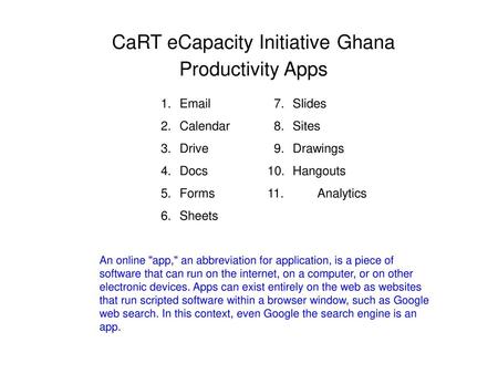 CaRT eCapacity Initiative Ghana Productivity Apps