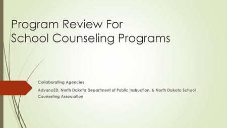 Program Review For School Counseling Programs