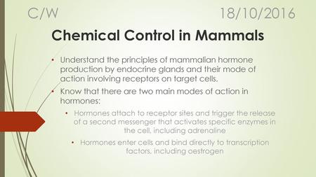 Chemical Control in Mammals