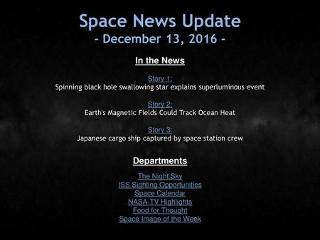 Space News Update - December 13, In the News Departments