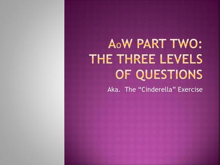 AoW Part Two: The three levels of questions