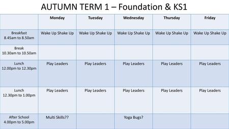 AUTUMN TERM 1 – Foundation & KS1