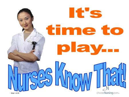 It's time to play... Nurses Know That!.