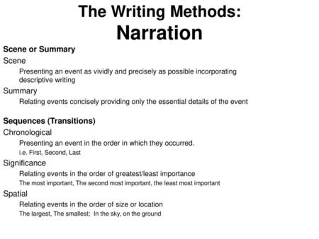 The Writing Methods: Narration