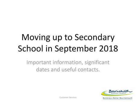 Moving up to Secondary School in September 2018