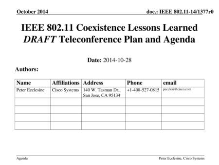 April 2009 doc.: IEEE /xxxxr0 October 2014