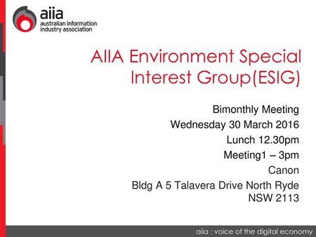 AIIA Environment Special Interest Group(ESIG)