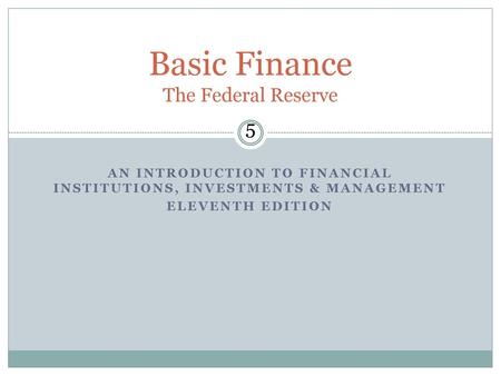 Basic Finance The Federal Reserve