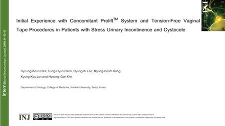 International Neurourology Journal 2010;14:43-47