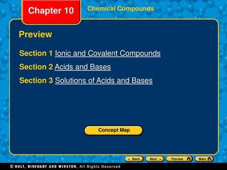 Chapter 10 Preview Section 1 Ionic and Covalent Compounds