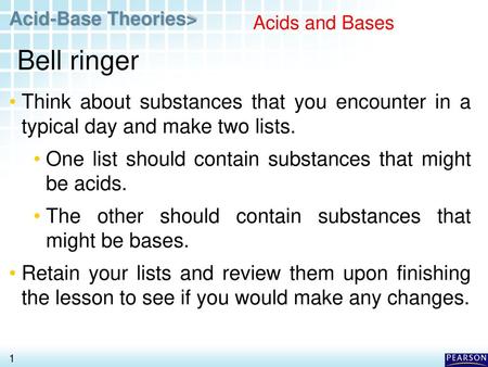 Acids and Bases Bell ringer