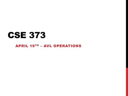 April 19th – Avl Operations