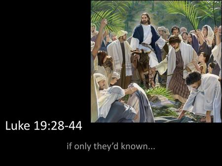 Luke 19:28-44 if only they’d known....