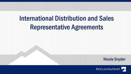 International Distribution and Sales Representative Agreements