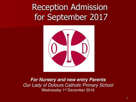 Reception Admission for September 2017