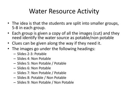 Water Resource Activity