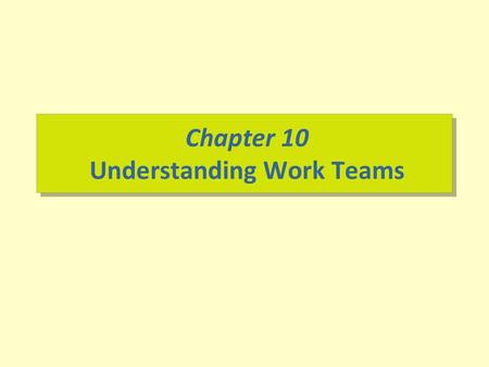 Chapter 10 Understanding Work Teams