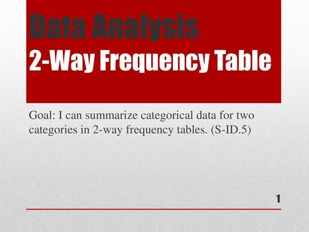 Data Analysis 2-Way Frequency Table