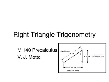 Right Triangle Trigonometry