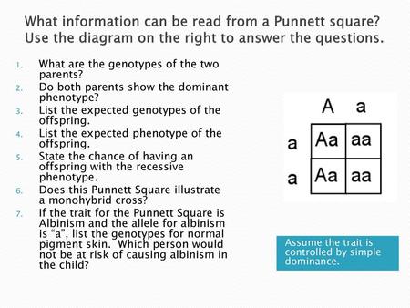 What information can be read from a Punnett square