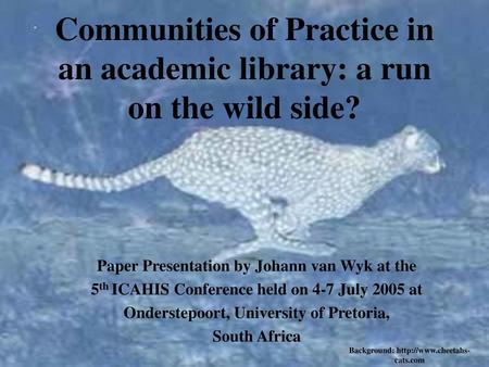 Paper Presentation by Johann van Wyk at the