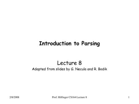 Introduction to Parsing