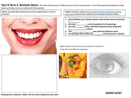 Year 8 Term 2. Revision Sheet