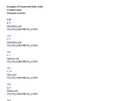 Examples of Unsaturated Fatty Acids