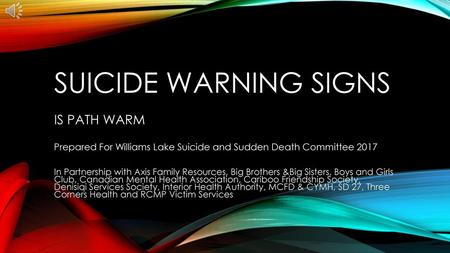 Suicide warning signs IS PATH WARM