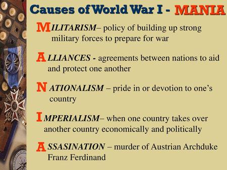 MANIA M A N I Causes of World War I -