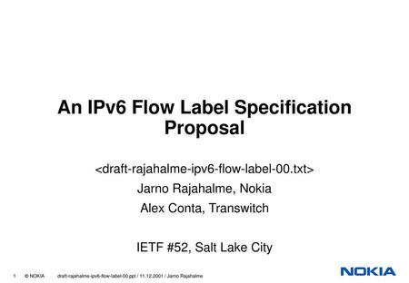 An IPv6 Flow Label Specification Proposal