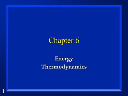 Energy Thermodynamics