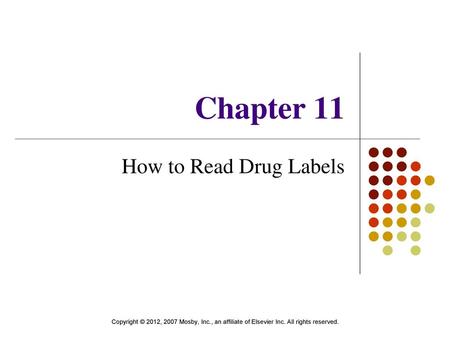 Chapter 11 How to Read Drug Labels.