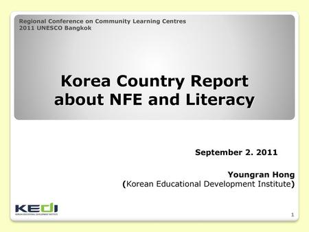 Korea Country Report about NFE and Literacy