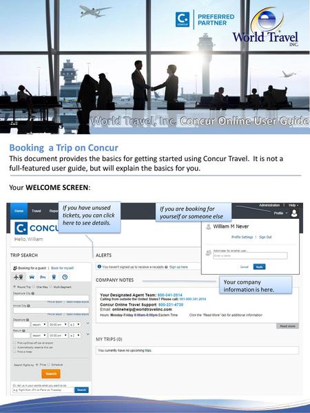 World Travel, Inc. Concur Online User Guide