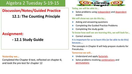 Algebra 2 Tuesday Discussion/Notes/Guided Practice