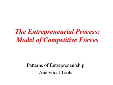 The Entrepreneurial Process: Model of Competitive Forces