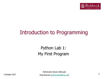 Introduction to Programming