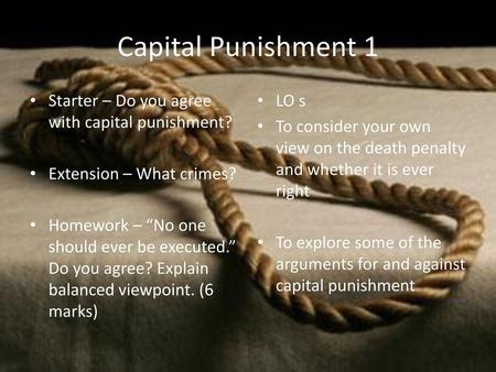 Capital Punishment 1 Starter – Do you agree with capital punishment?