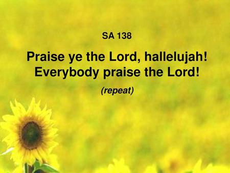 Praise ye the Lord, hallelujah! Everybody praise the Lord!