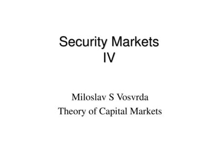 Theory of Capital Markets