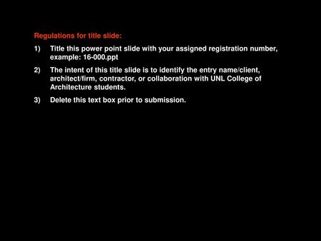 Regulations for title slide: