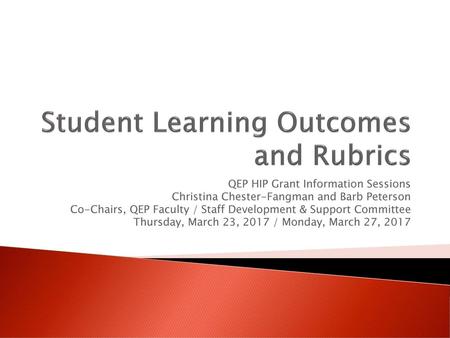 Student Learning Outcomes and Rubrics