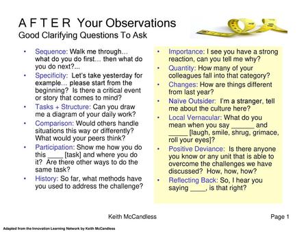 A F T E R Your Observations Good Clarifying Questions To Ask