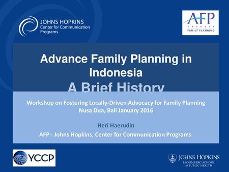 Advance Family Planning in Indonesia A Brief History