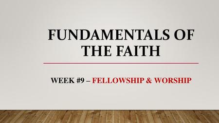 Fundamentals of the faith