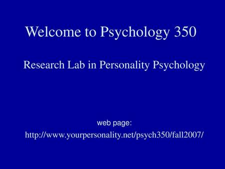 Research Lab in Personality Psychology